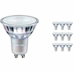 PHILIPS  Lot 10x Philips MASTER Value LEDspot GU10 PAR16 4.9W 365lm 60D - 930 Blanc Chaud | Meilleur Rendu Des Couleurs - Dimmable - Équivalent 50W
