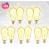 B.K.LICHT 10x Ampoules LED Filament Vintage Lampe Industrielle E27 Ampoule Rétro ST64 4W LOT De 10