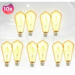 B.K.LICHT 10x Ampoules LED Filament Vintage Lampe Industrielle E27 Ampoule Rétro ST64 4W LOT De 10