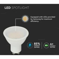 V-TAC Spot LED Puce Samsung GU10 10W 110° Satin Cover 6400K