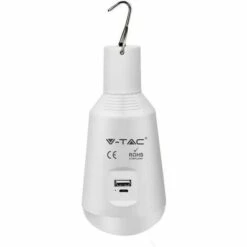 V-TAC Ampoule LED Rechargeable Avec USB Et Panneau Solaire 7W CCT 3en1 IP20