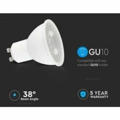 V-TAC Projecteur LED Puce Samsung GU10 7.5W 38° 3000K -Pas Cher Ampoule LED Boutique 56856972 3