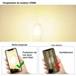 GRID COOL 8W Ampoule LED Filament E27 ST64, Equivalent à Ampoule Incandescente 60W, Ampoule Rétro Edison, 806LM 2700K Blanc Chaud, Non-dimmable, Lot De 6, LVWIT [Classe énergétique E] -Pas Cher Ampoule LED Boutique 58349475 3