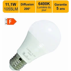 LUTECE-ARC Ampoule LED 11,1W (équiv. 75W) E27 1055lm 6400K - Garantie 5 Ans