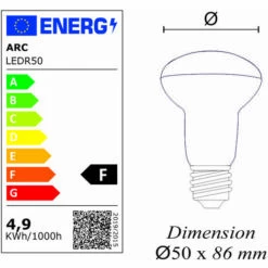 LUTECE-ARC Lot De 10 Ampoules LED E14 R50 4,9W (équiv. 40W) 470Lm 3000K -Pas Cher Ampoule LED Boutique 58400345 4