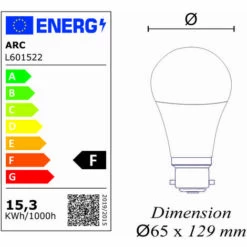 LUTECE-ARC Ampoule LED B22 15,3W (équiv. 100W) 1521Lm 3000K - Garantie 5 Ans -Pas Cher Ampoule LED Boutique 58400376 4