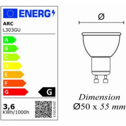LUTECE-ARC Lot De 10 Ampoules LED GU10 3,6W 230Lm 3000K - Garantie 5 Ans -Pas Cher Ampoule LED Boutique 58400378 4