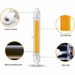 DKSFJKL Ampoule LED R7S 118mm 20W Dimmable, Blanc Chaud 3000K 3000LM, Linéaire Remplacer Lampe Halogène J118 300W, Éclairage à 360 Degrés, Sans Scintillement, R7S OCB LED Tubes Pour Projecteur, Lot De 2 -Pas Cher Ampoule LED Boutique 59286789 5