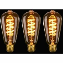 GRID COOL E27 LED ST64, 4W Spirale Flexible Courbé LED Filament E27 Ampoule Décorative Antique Blanc Chaud 2200K, 40W Équivalent, Pour Café, Maison, Bars Et Restaurant,lot De 3 <b>Classe énergétique A