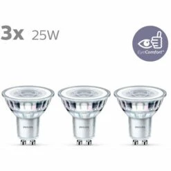 PHILIPS  Spot LED Philips Blanc Chaud GU10 2,7W 3 Pièces