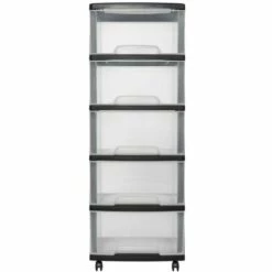 Système à Tiroirs + Roulettes Curver Essentials 5x20L Noir/transparent -Pas Cher Ampoule LED Boutique 60858921 2