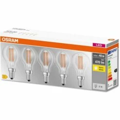 Ampoule LED Osram Base Classic P Blanc Chaud E14 4W 5pcs.