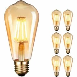 DECKON Ampoules LED Rétro E27 (4W/220V) 2600-2700K Ampoules Rétro Vintage Antique Ampoules, Couleur Ambre Chaude, Lot De 6