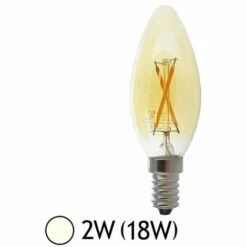 MIIDEX LIGHTING Ampoule LED COB à Filament 2W (18W) E14 Blanc Jour 4000°K Flamme Dorée