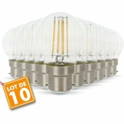ECLAIRAGE DESIGN Lot De 10 Ampoules LED B22 G45 4W Eq 40W 400lm | Température De Couleur: Blanc Chaud 2700K