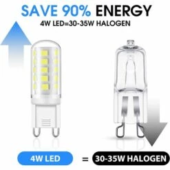 SINCèREETALI Ampoules Led G9, 5W équivalent à 40W Culot Halogène 400 Lm, Blanche Froide 6000K, Angle De Rotation à 360 °, Not Dimmable, Pour Ceiling Lighting,Kitchen,4 Pack [Classe énergétique A+] [Classe énergétique A+] -Pas Cher Ampoule LED Boutique 64014625 3