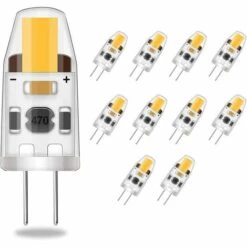 TINOR LED G4 Dimmable Ampoules,2W Equivalent 20W Halogène Lampe,200LM Blanc Chaud Économies D’énergie Ampoule,Pas De Scintillement,AC/DC 12-24V,G4 Bi-pin ,360°Angle De Faisceaux,Lot De 10 [Classe énergétique A+++]