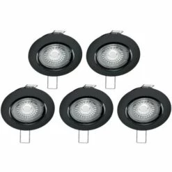 XANLITE - Lot De 5 Spots Noirs Encastrables LED Avec Ampoules Incluses, Culot GU10, 345 Lumens, équivalence 50 W, 2700K, Blanc Chaud - PACK5SP50AN