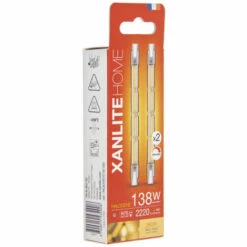 XANLITE - Lot De 2 Ampoules Halogènes Culot R7S, 118mm, 2200 Lumens, équivalence 138 W, 2900 Kelvins, Dimmable - PACK2HR7S118118W -Pas Cher Ampoule LED Boutique 64569529 3