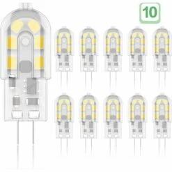 OSQI G4 2W LED Ampoule, 20W Ampoules Halogènes équivalentes, Blanc Chaud 3000K,200Lm,12x SMD,12V AC/DC - Pack De 10 [Classe énergétique A+]