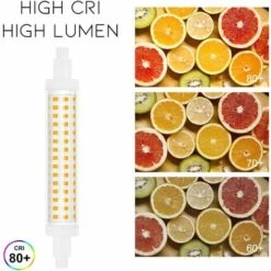 OSQI R7s 118mm Ampoule LED, 10W Double Extrémité Lampe Linéaire J118 220V 1000 Lumen équivalent 100W Halogène Blanc Naturel 4000K Pour Projecteur, Lampadaire, Salon, Jardin(Non-Dimmable, Lot De 2) [Classe énergétique A++] -Pas Cher Ampoule LED Boutique 65500492 3