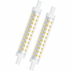 OSQI Lot De 2 Ampoules LED 10 W R7s 118 Mm à Intensité Variable Blanc Chaud 3000 K 100 W équivalent Halogène Linéaire à Double Extrémité Réflecteur Pour Jardin, Public, Couloir, Lampadaires, Projecteurs [Classe énergétique A++]
