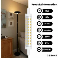OSQI Lot De 2 Ampoules LED 10 W R7s 118 Mm à Intensité Variable Blanc Chaud 3000 K 100 W équivalent Halogène Linéaire à Double Extrémité Réflecteur Pour Jardin, Public, Couloir, Lampadaires, Projecteurs [Classe énergétique A++] -Pas Cher Ampoule LED Boutique 65505414 4