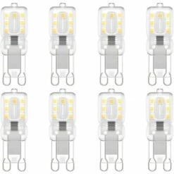 OSQI Lot De 8 Ampoules LED G9, G9 LED 220 V Blanc Naturel 5500 K 3 W équivalent Halogène 30 W [Classe énergétique E]