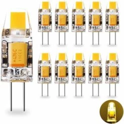 MONLY Ampoule LED G4 12V AC/DC G4 1.2W Équivalent 10W G4 Lampe Halogène, Blanc Chaud 2700K, 360°Angle De Faisceau, G4 COB Lampes à économie D'énergie LED Pour Lustre, Applique Murale, Lot De 10