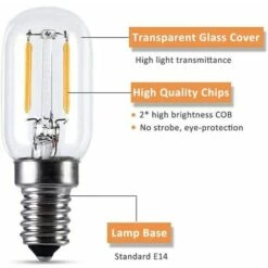 LLOVE Ampoule Réfrigérateur LED2W, T22, 200LM, équivalent à Une Lampe à Incandescence 15W, Blanc Chaud 2700K, 230V, Réfrigérateur / Lampe Au Sel / Avec Petite LED E14, [Classe énergétique A +] -Pas Cher Ampoule LED Boutique 67631215 3