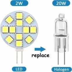 OCXIN Ampoule LED G4 2W, AC/Dc12V, Blanc Chaud, Ampoule Halogène 20W, Non Dimmable, éclairage Encastré Rond, 6 Pièces -Pas Cher Ampoule LED Boutique 67707020 3
