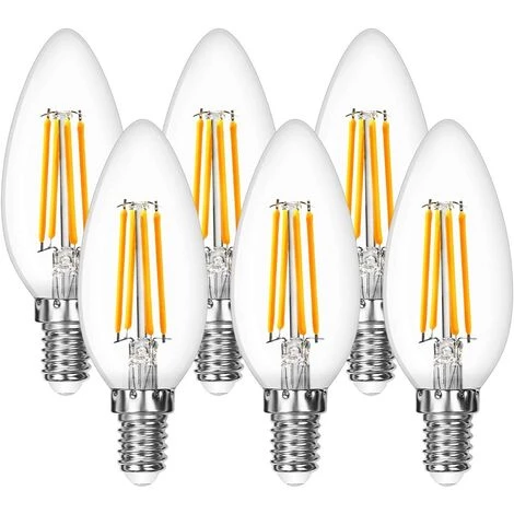 LLOVE E14 Ampoule LED Filament Bougie Vintage, 4.5W E14 LED Blanc Chaud 2700K 470 Lumen, Remplace 40W Ampoule Incandescence, Non Dimmable - 6 Pcs 3 LLOVE E14 Ampoule LED Filament Bougie Vintage, 4.5W E14 LED Blanc Chaud 2700K 470 Lumen, Remplace 40W Ampoule Incandescence, Non Dimmable - 6 Pcs