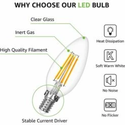 LLOVE E14 Ampoule LED Filament Bougie Vintage, 4.5W E14 LED Blanc Chaud 2700K 470 Lumen, Remplace 40W Ampoule Incandescence, Non Dimmable - 6 Pcs 11 LLOVE E14 Ampoule LED Filament Bougie Vintage, 4.5W E14 LED Blanc Chaud 2700K 470 Lumen, Remplace 40W Ampoule Incandescence, Non Dimmable - 6 Pcs -Pas Cher Ampoule LED Boutique 67862559 5