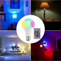 LLOVE Ampoules LED Couleur (un Groupe De 3), 9W RGBW Ampoule LED Dimmable E27 Télécommande Lumière Ambiante Avec Fonctions De Stockage Et De Minuterie, 7 Niveaux De Luminosité Pour La Maison / Décoration / Bar / Fête -Pas Cher Ampoule LED Boutique 67915195 3