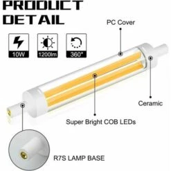 LLOVE R7S 15W 118mm Ampoule LED COB Filament Linéaire 360 Degrés J118 Ampoule Projecteur 1200LM équivalent Ampoule Halogène 120Wblanc Chaud (2700K-3000K)(Lot De 2) [Classe énergétique A++] -Pas Cher Ampoule LED Boutique 68014148 4