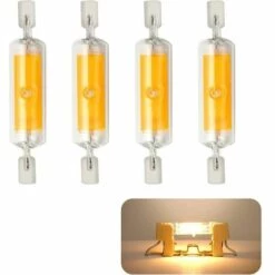 LLOVE 4 Pièces R7S LED 78mm Ampoules Dimmable 10W 230V, Ampoule LED Blanc Chaud 3000K, 800LM COB Ampoule LED, 360° Angle De Faisceau, Equivalent à 80W Lampe Halogène [Classe énergétique A+]