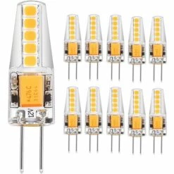 LLOVE Lot De 10 Ampoules LED G4 3 W Remplace Les Ampoules Halogènes De 30 W Blanc Chaud 12 V AC/DC 300 Lm Pas De Scintillement Intensité Non Variable Angle D'éclairage 360° G4 Culot à Broches [Classe énergétique A+]
