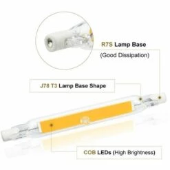 LLOVE 5W R7s 78MM Ampoule LED De J78 COB Filament, 500 Lumens 360 Degrés, Ampoule Halogène 30W 48W 50W équivalent, Parfait Pour Maison, Cuisine, Pièce, Balcon, Bureau Etc(2pcs, Lumière Du Jour 4000K) [Classe énergétique A++] -Pas Cher Ampoule LED Boutique 68310242 3