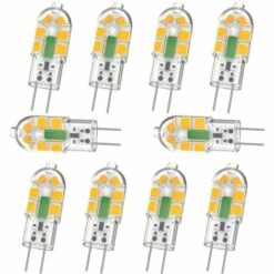 LLOVE Ampoule G4, Ampoule G4 LED 2W 240LM, Équivalent 20W G4 Ampoule Halogène, Blanc Chaud 3000K, AC/DC 12V, Sans Scintillement, Non Dimmable, Lot De 10