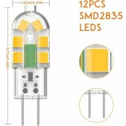 LLOVE Ampoule G4, Ampoule G4 LED 2W 240LM, Équivalent 20W G4 Ampoule Halogène, Blanc Chaud 3000K, AC/DC 12V, Sans Scintillement, Non Dimmable, Lot De 10 -Pas Cher Ampoule LED Boutique 68310727 5