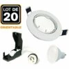 EUROPALAMP 20 Spots Encastrable Orientable BLANC Avec GU10 LED De 7W Eqv. 56W Blanc Neutre 4500K - Blanc Neutre 4500K -Pas Cher Ampoule LED Boutique 9350716 1