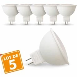 ECLAIRAGE DESIGN Lot De 5 Ampoules LED GU5.3 MR16 5W Eq 40W | Température De Couleur: Blanc Chaud 2700K