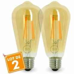 ECLAIRAGE DESIGN Lot De 2 AMPOULES LED E27 7W ST64 2200K Type Edison | Température De Couleur: Blanc Chaud 2200K