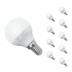 SILAMP Ampoule LED E14 8W 220V G45 300° (Pack De 10) - Blanc Froid 6000K - 8000K